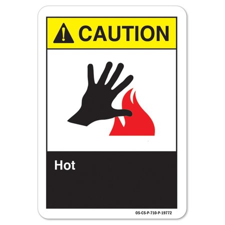 SIGNMISSION ANSI Caution Sign, Hot, 5in X 3.5in Decal, 3.5" H, 5" W, Landscape, Hot OS-CS-D-35-L-19772